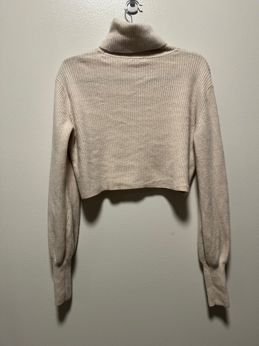 REFORMATION Luisa Cashmere Tan Ribbed Turtleneck Cropped Sweater, Size S - Picture 9 of 11